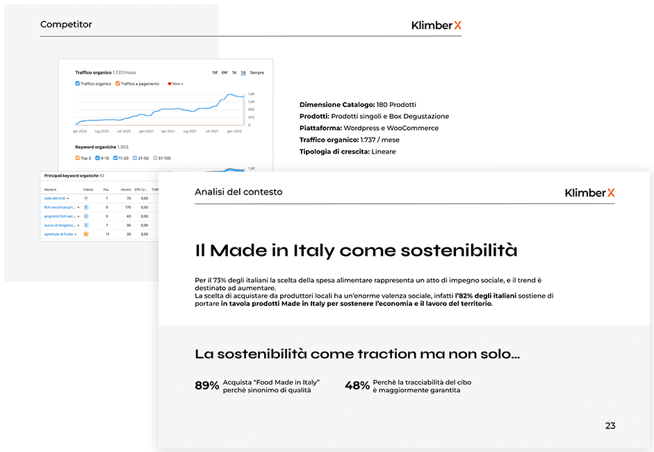 due pagine tratte da una strategia di comunicazione