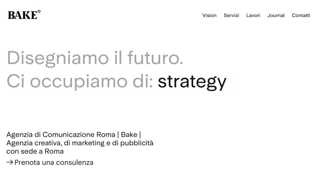 Progetto di branding visivo e content marketing per e-commerce sviluppato da Bake Agency Roma