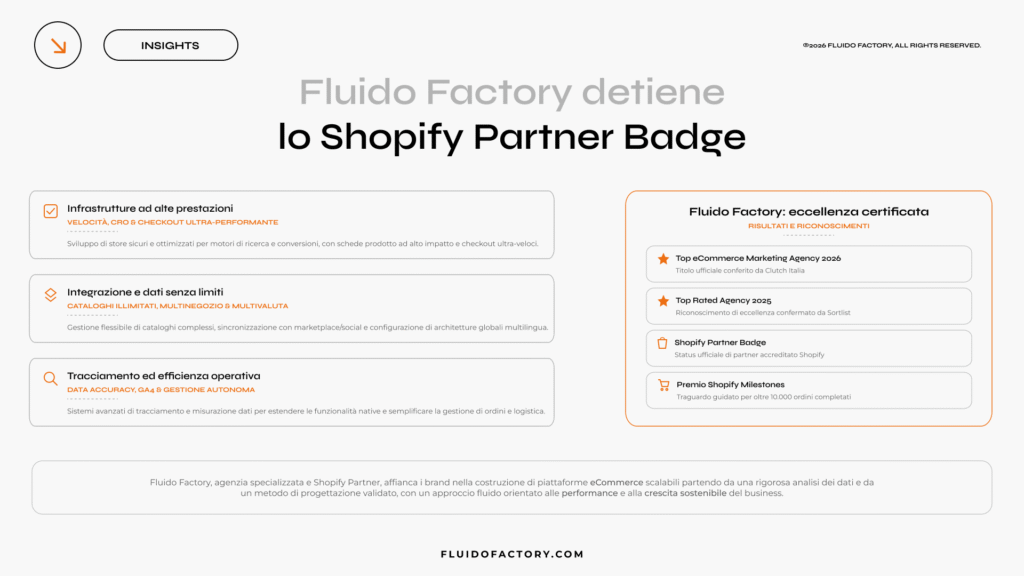 Fluido Factory detiene lo Shopify Partner Badge 